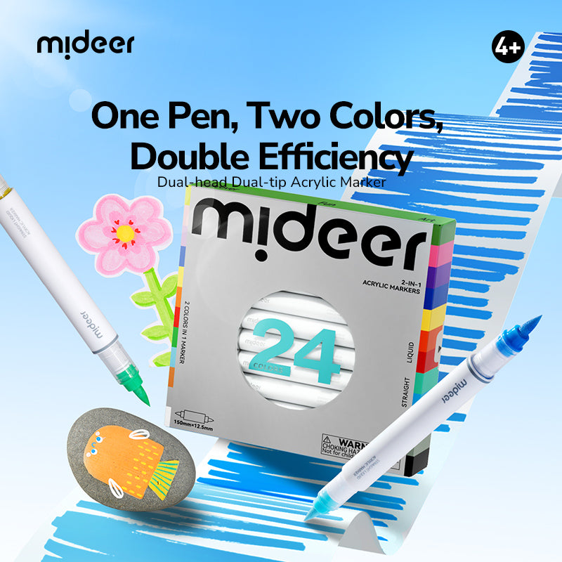 mideer 2-in-1 Acrylic Markers – 24 Colors