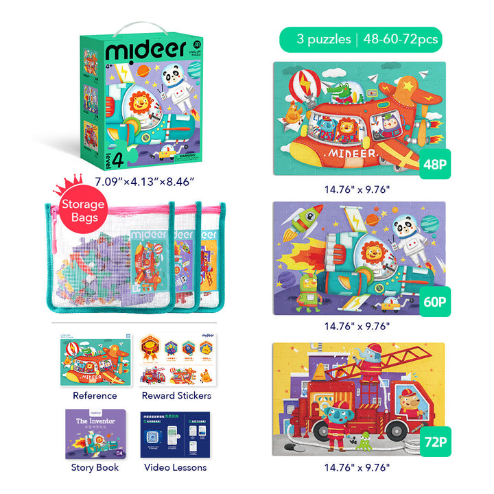 Level Up! Puzzles with Storage Bag - Level 4: Transportation 48P-72P