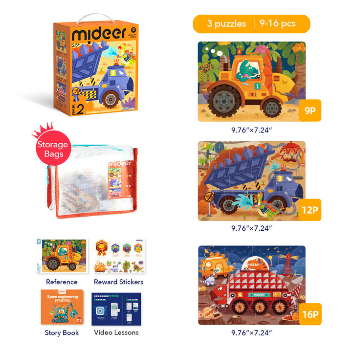 Level Up! Puzzles with Storage Bag - Level 2: Dinosaur Projects 9P-16P
