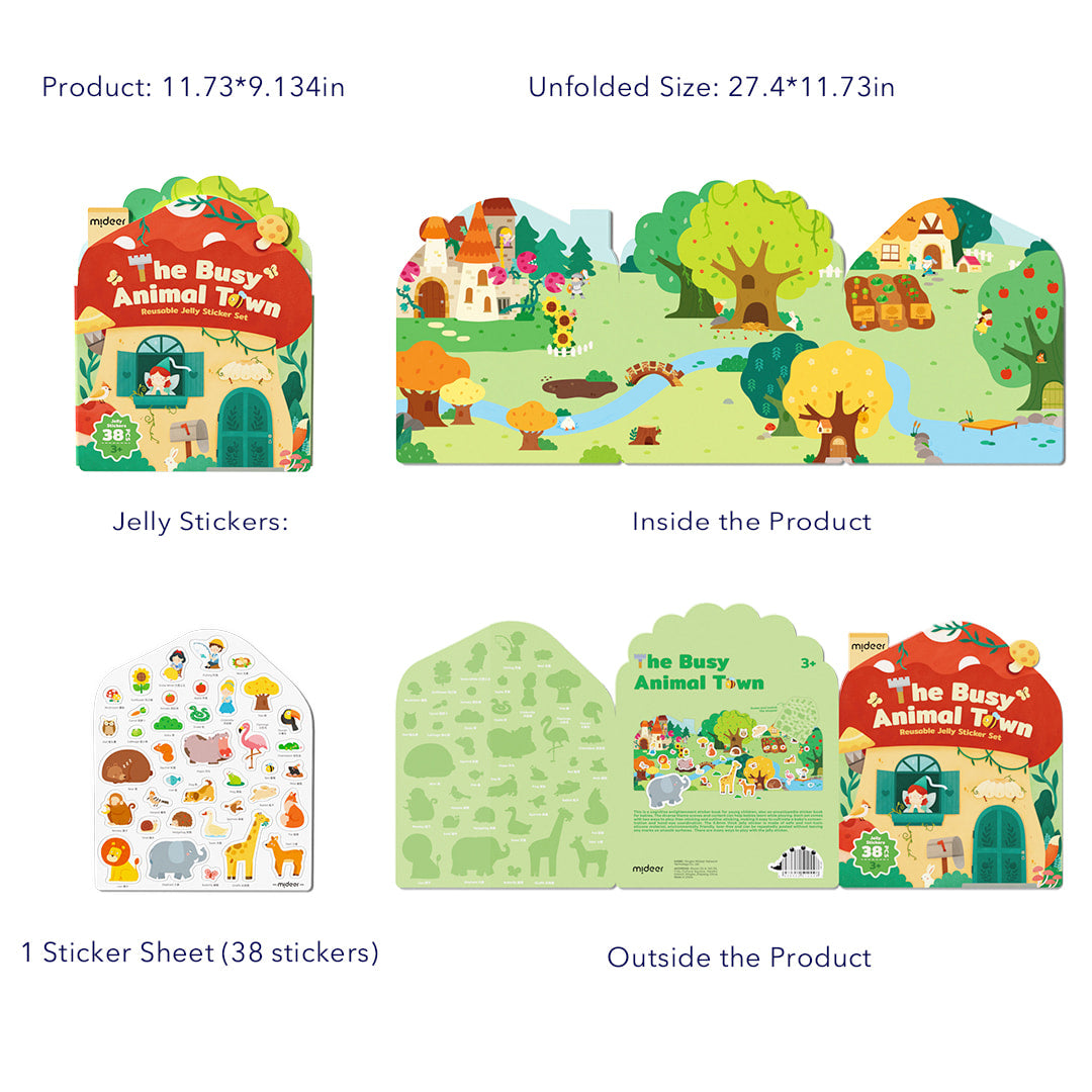 Reusable Jelly Sticker: The Busy Animal Town