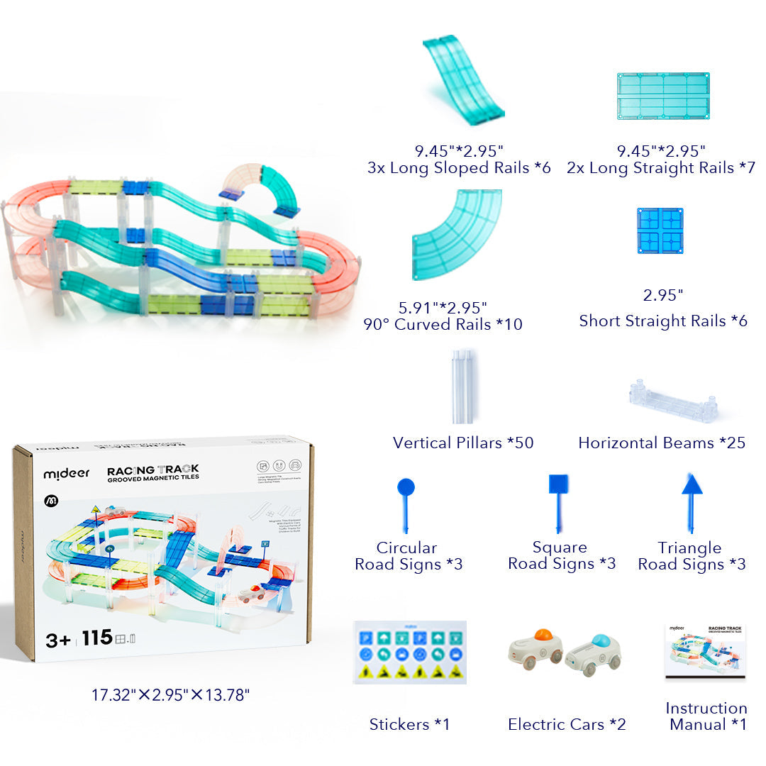 Racing Track Grooved Magnetic Tiles 115P