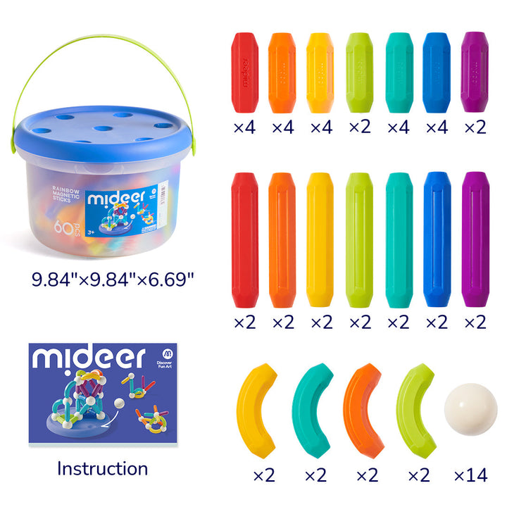 Rainbow Magnetic Building Stick 60P