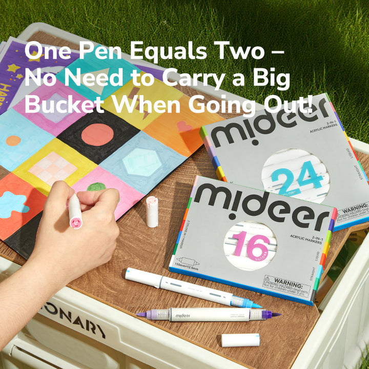 mideer 2-in-1 Acrylic Markers – 24 Colors