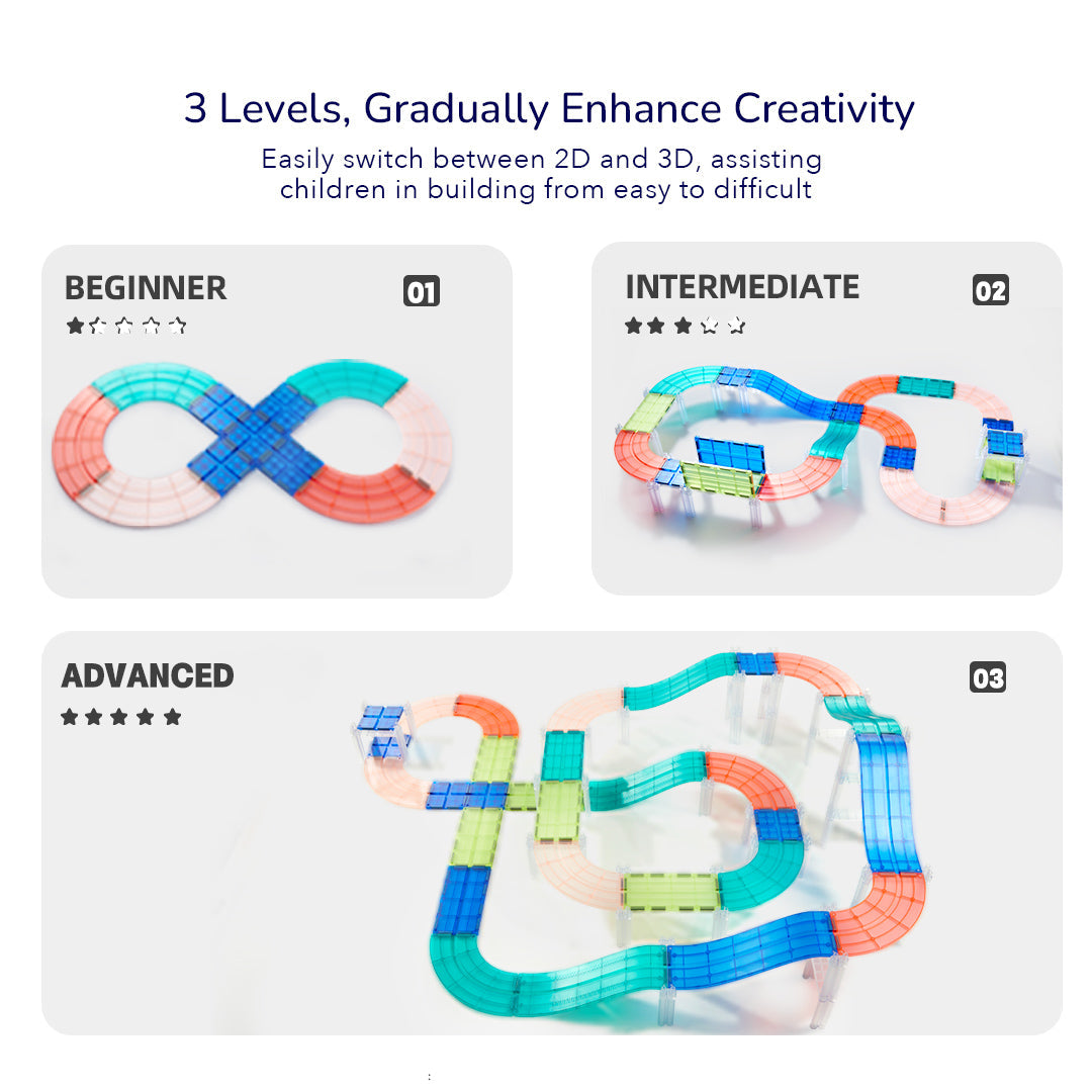 Racing Track Grooved Magnetic Tiles 115P
