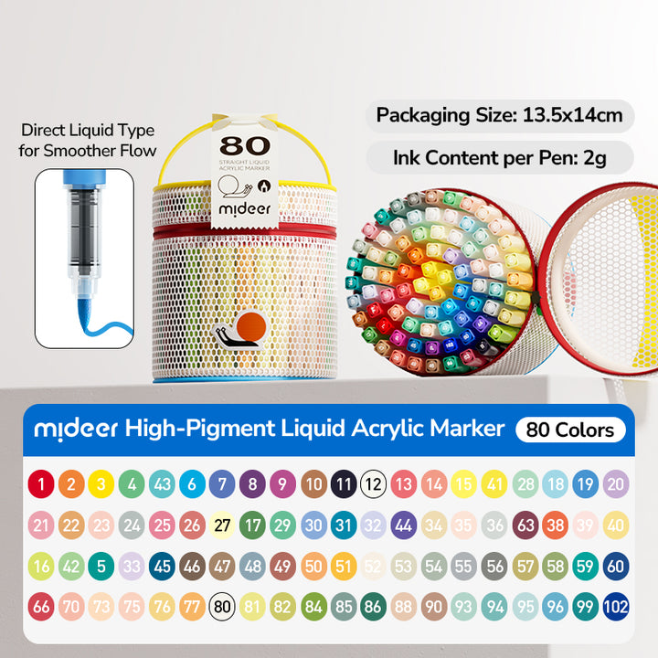 mideer Straight Liquid Acrylic Marker - 80 Colors