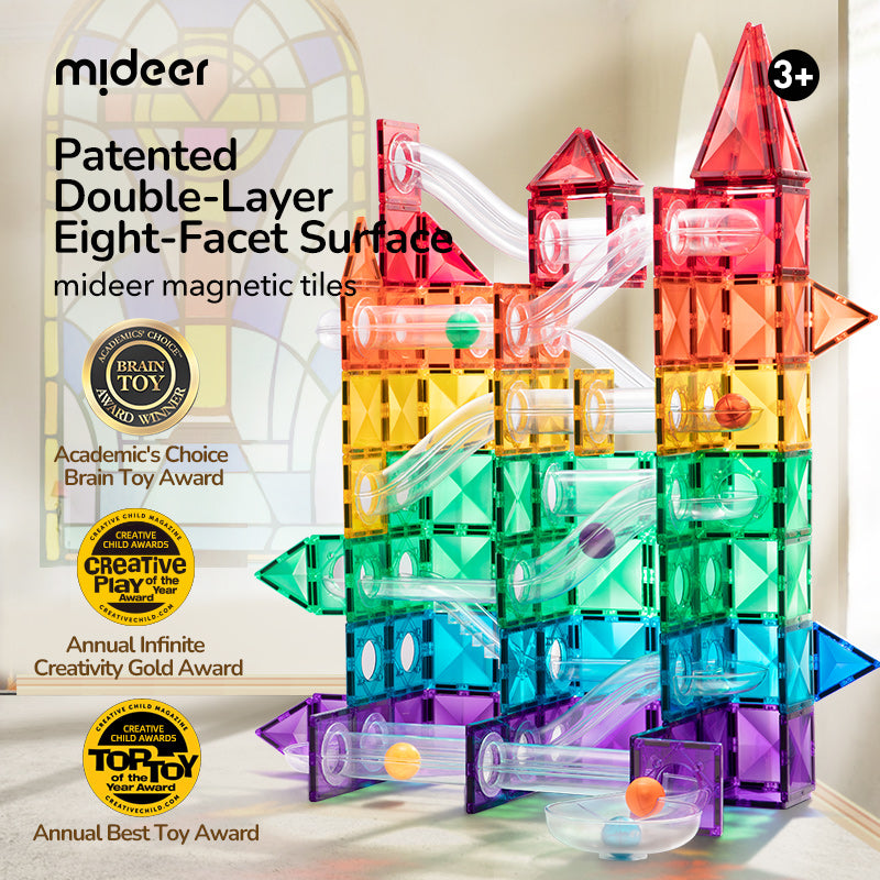 mideer Colorful Magnetic Tiles - Marble Run 100PCS
