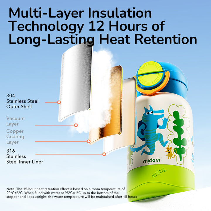 mideer Double Drinking Insulation Cup - Pink Peacock
