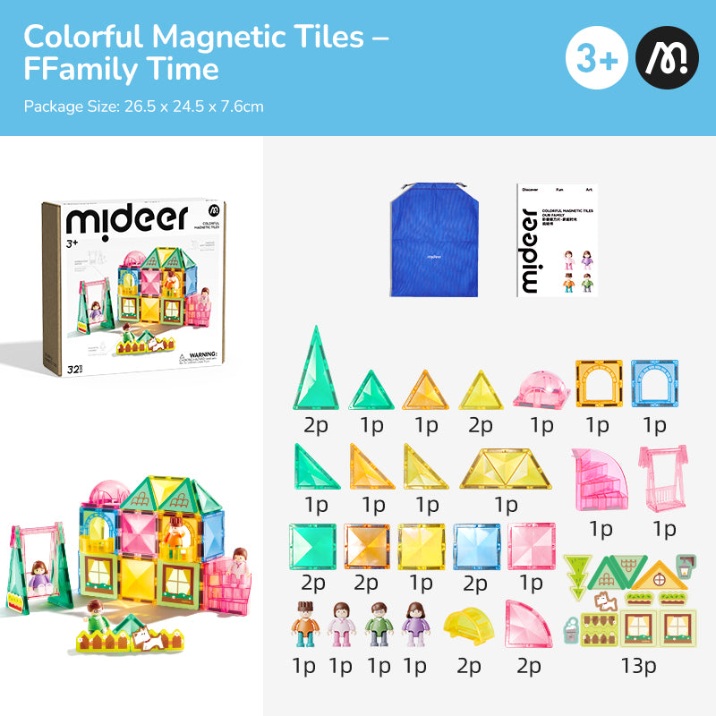 mideer Colorful Magnetic Tiles Our Family
