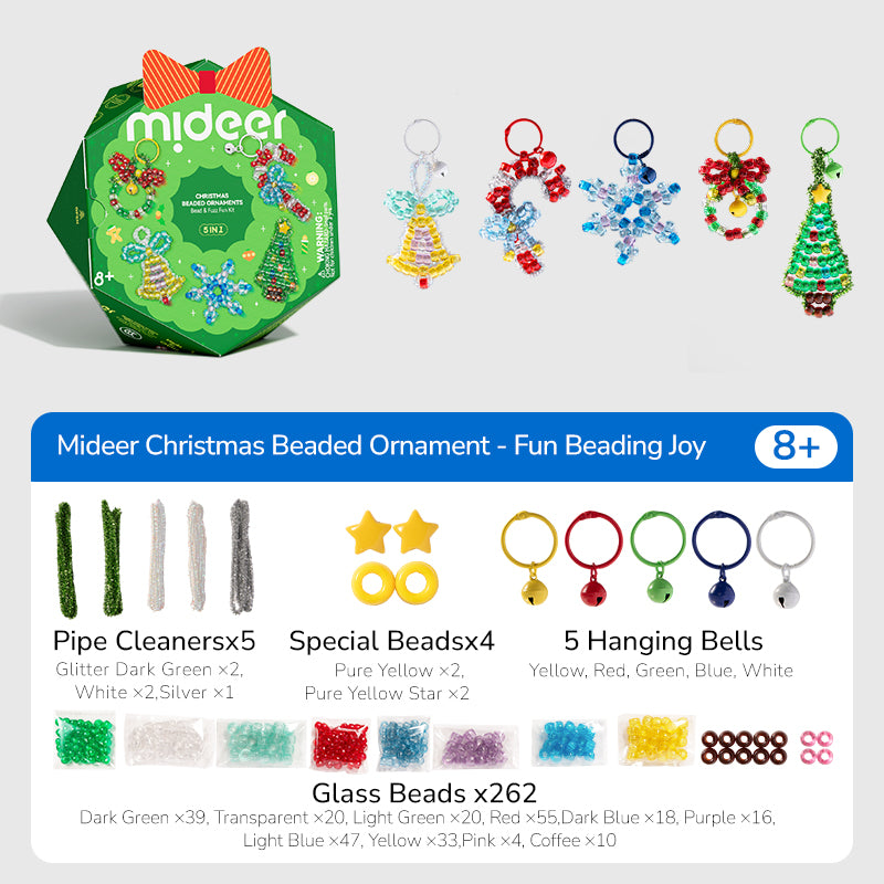 Mideer Christmas Beaded Ornaments — Bead & Fuzz Fun Kit