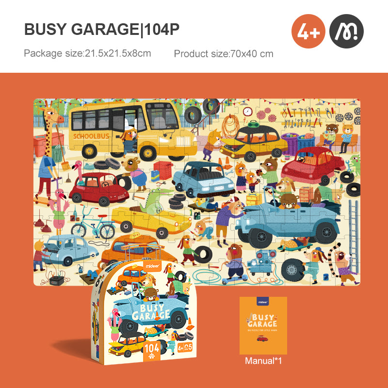 mideer Gift Portable Puzzle - Busy Garage (104p)
