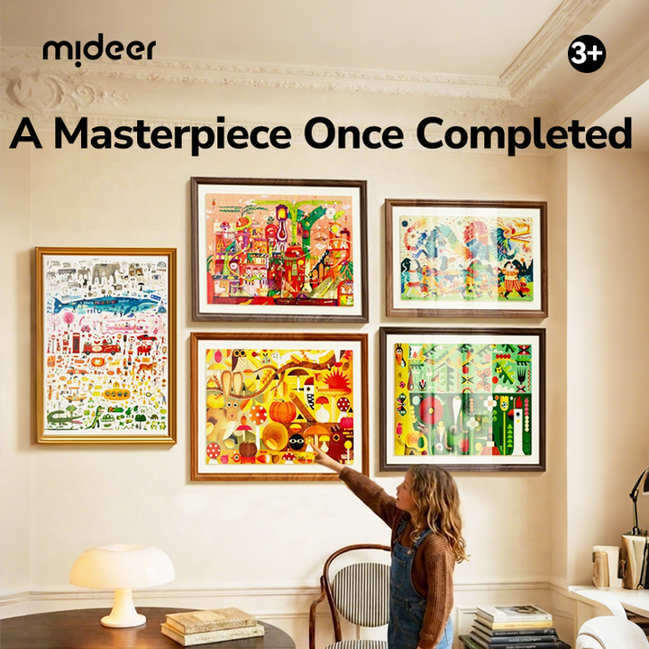 mideer Artist Puzzle finished puzzles framed on the wall
