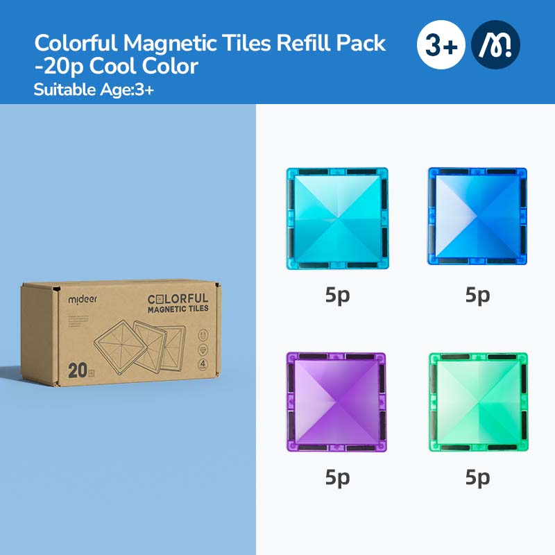 mideer Magnetic Tiles cool color pack contents