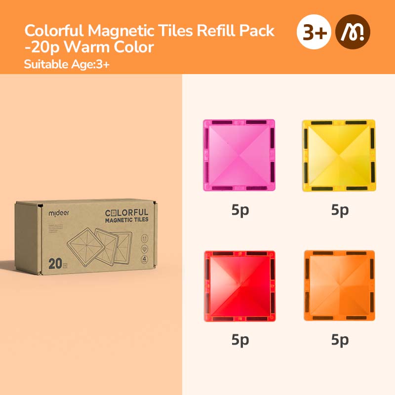 mideer Magnetic Tiles warm color pack contents