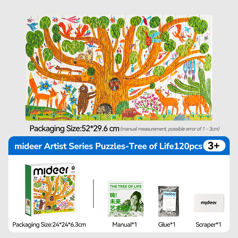 mideer Artist Puzzle The Tree of Life finished puzzle and contents
