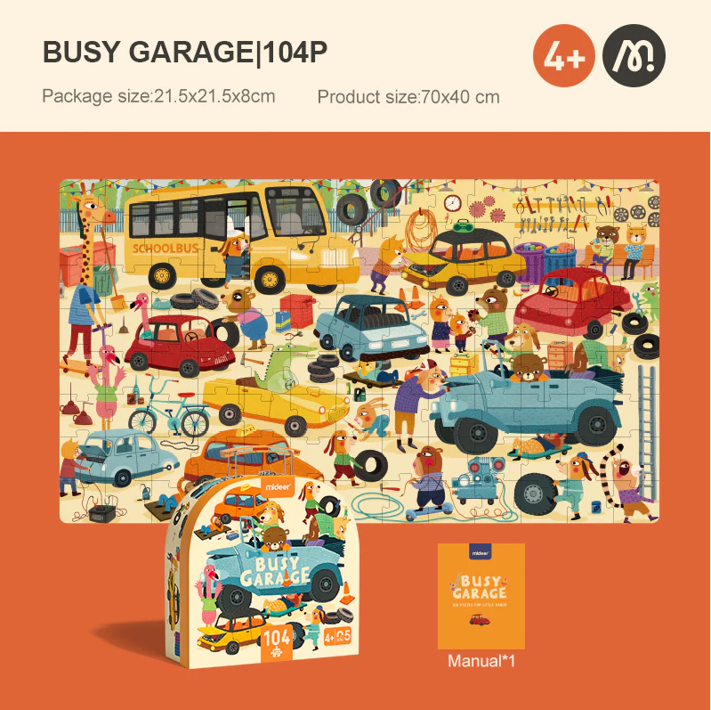 mideer Gift Portable Puzzle - Busy Garage (104p)
