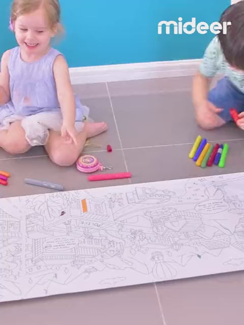 10 Meter Giant City Coloring Scroll For Kids With Over 500 City Elements